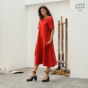 Linen Tales Linen Speedwell Dress - Flame Red